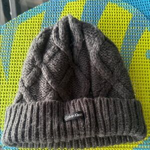 Calvin Klein Charcoal Cable Knit Beanie